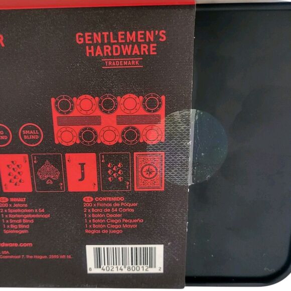 Gentlemen's Hardware Texas Hold 'Em Poker Set Gift Tin - 200 Chips 2 Card Decks - Picture 5 of 8
